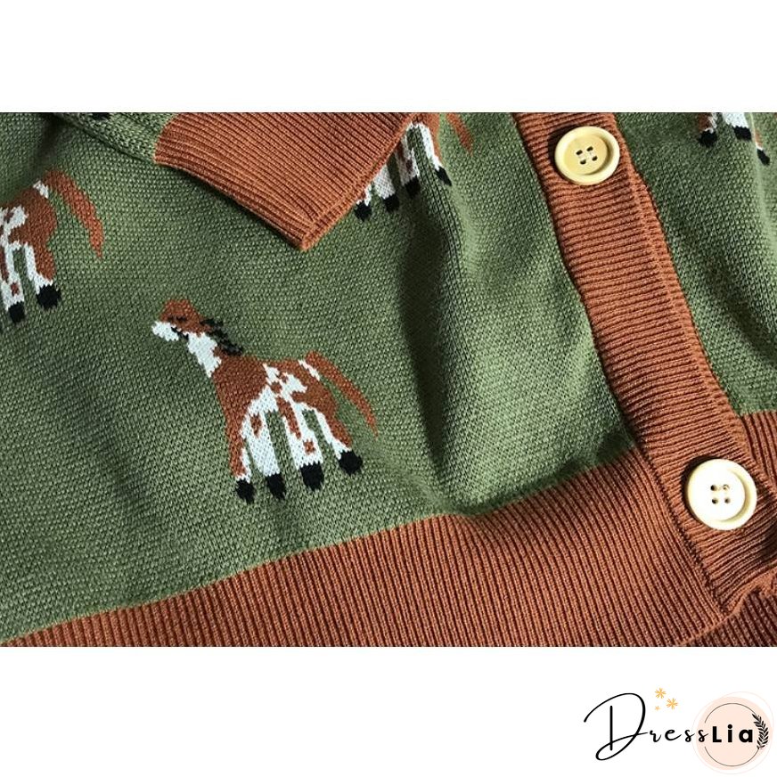 Cute Dog Pattern Cardigan Sweater