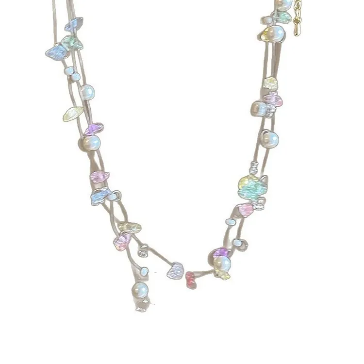 Layered Pearl Necklace for Women Spring and Summer Collarbone Chain