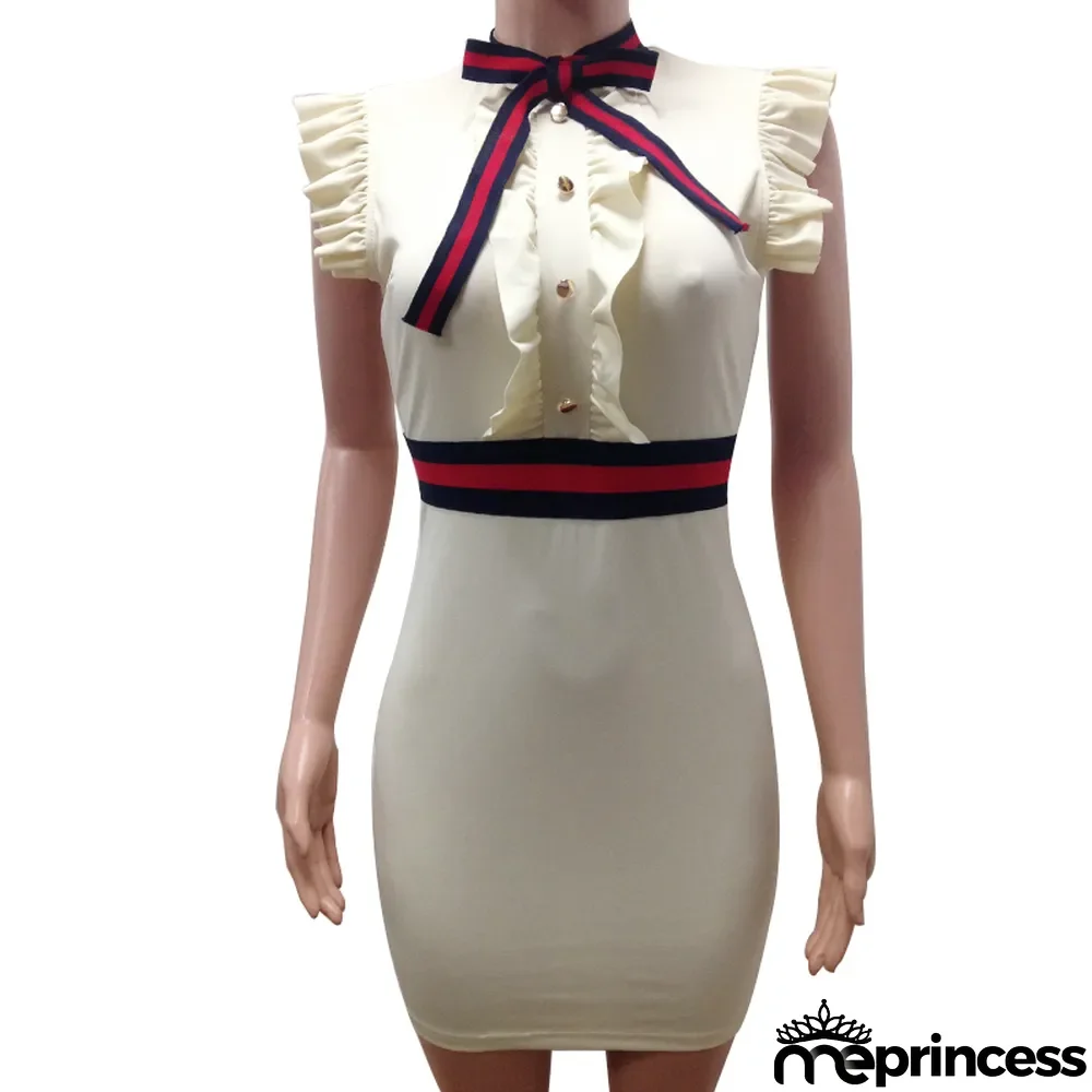 Office Lady Detailed Dress with Tie