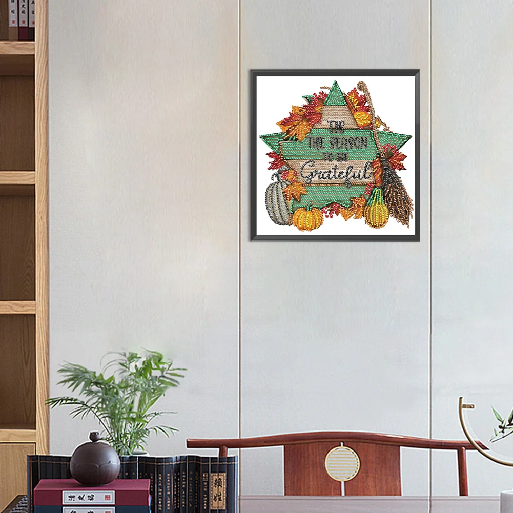 Diamond Painting - Partial Special Shaped Drill - Fall Pentagram(Canvas|30*30cm)