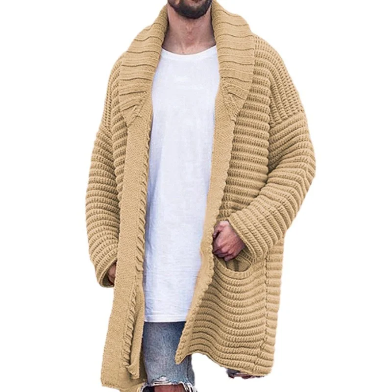 Uveng Uveng And Winter Men's Fashion Long Cardigan Sweater Over The Long-Sleeved Men's Wool Coat SY0038
