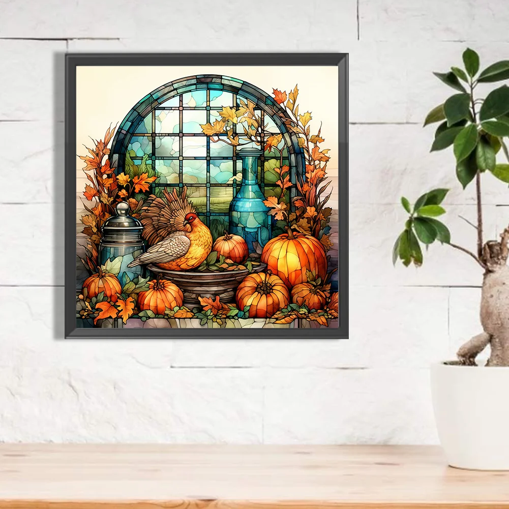 Diamond Painting - Full Round Drill - Pumpkin Turkey(Canvas|40*40cm)