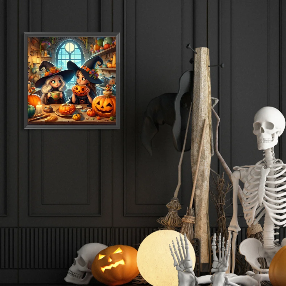 Diamond Painting - Full Round Drill - Halloween Witch Pumpkin(Canvas|40*40cm)
