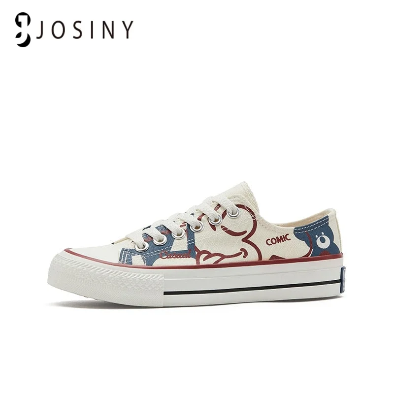 JOSINY 2022 Women&#39;s Shoes Canvas Sneakers For Ladies Lace Up Sports Shoes for Girls Cartoon Bear Comfortable