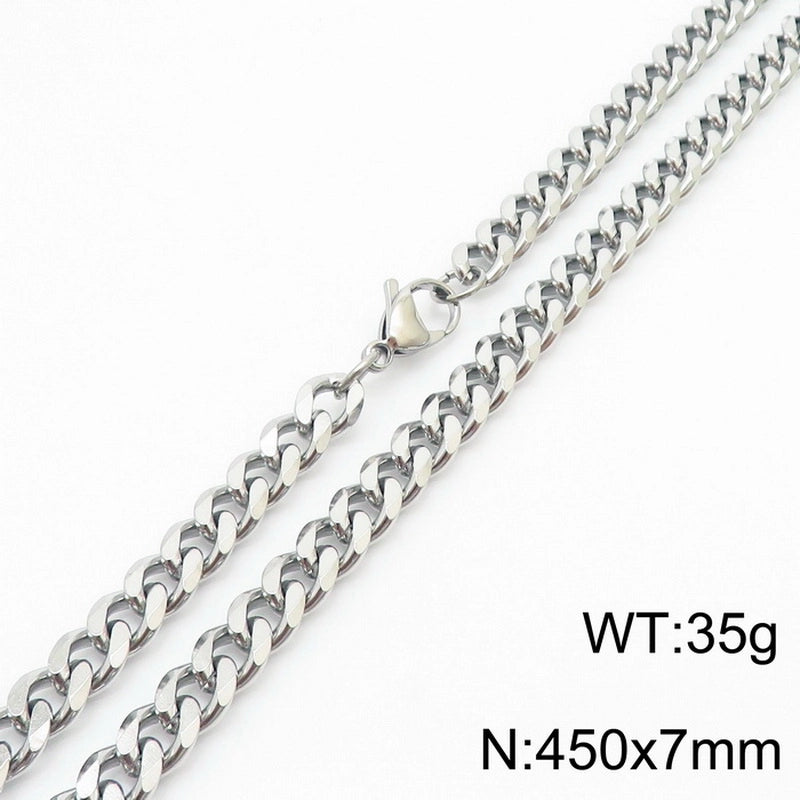 Hiphop Hip Hop Men & Women Trendy Stainless Steel Six-Sided Grinding Necklace