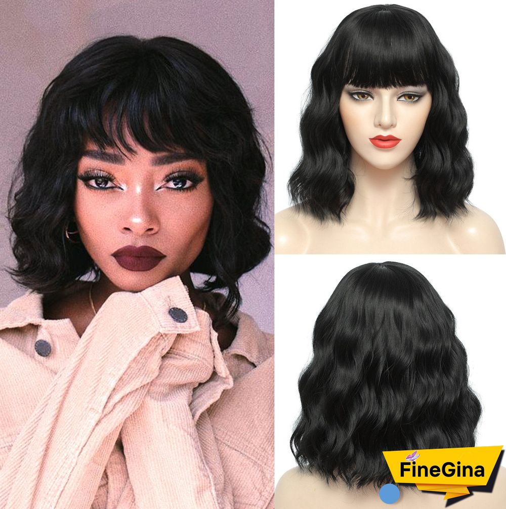 Simulation of Hair Ladies Wig Air Bangs Ripple Short Curly Hair