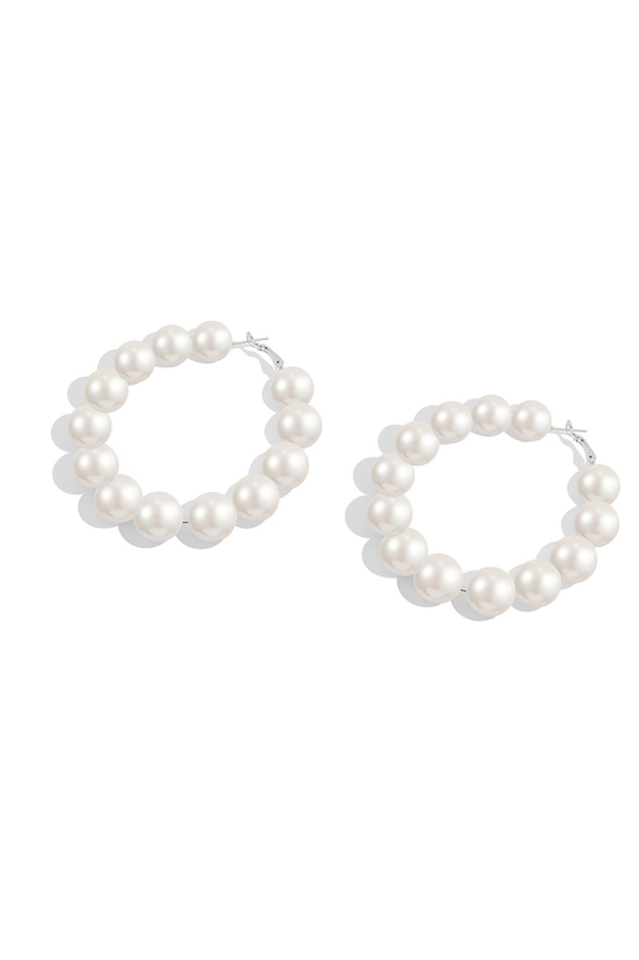 Simple Pearl Hoop Earrings