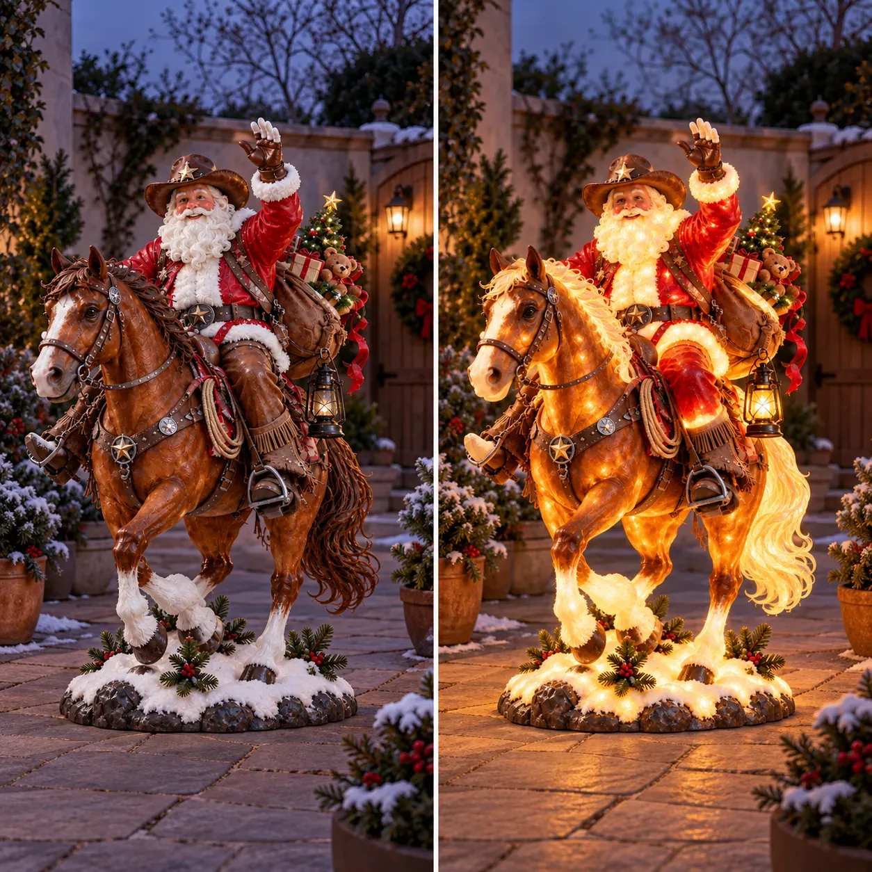 Cowboy Santa Christmas Horse Decoration Detail