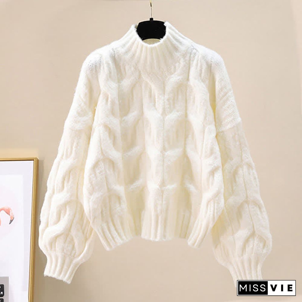 Chic Pure Color Knit Sweater Slip Dress Two Pieces Set