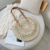 Hollow Flower Round Straw Bag