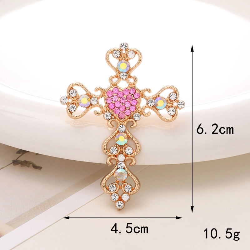 1 Piece 30*41mm 45*62mm 52*76mm Alloy Rhinestones Pearl Cross Polished DIY Accessories Pendant
