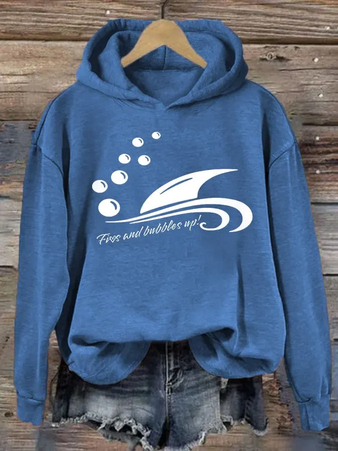 Women's Fins And Bubbles Up Jimmy Print Hoodie