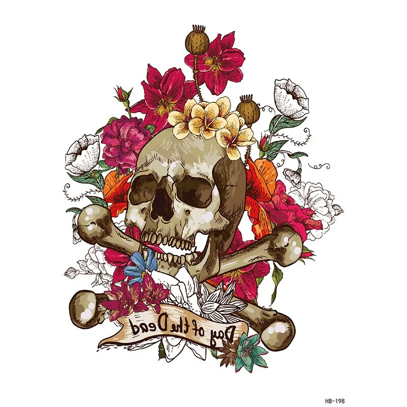 Sdrawing Forest Tattoo Sticker for Men Tiger Wolf Tattoo Death Skull Temporari Tattoo Skeleton Naked Girls Fake Tatoo for Women