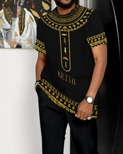 Men's Ombre Print Short Sleeve Suit 080