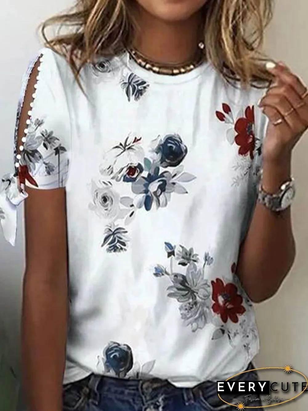 Crew Neck Regular Fit Floral T-Shirt