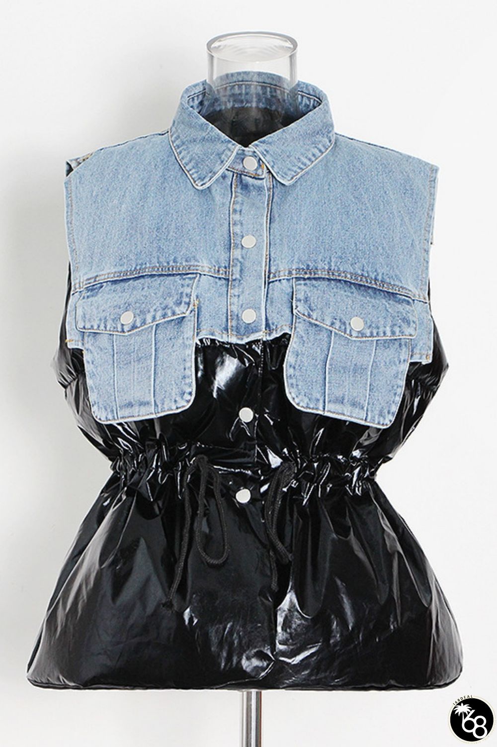 Casual Patchwork Contrast Turndown Collar Outerwear | 168DEAL