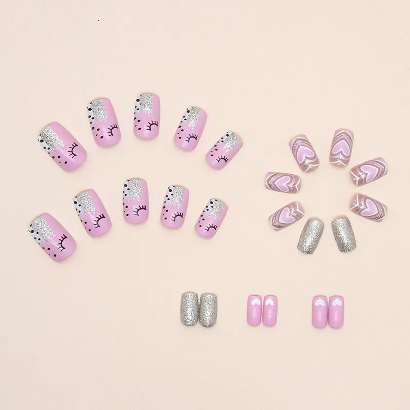 Churchf Churchf And Winter Flash Pink Tender Girl Wearing A Love Impact Naked Powder Hot Girl Ins Wind Fake Nail Finished Products