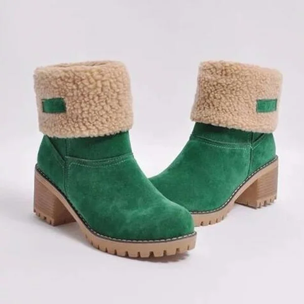 New Women Boots 2 Ways Wear!Women's Winter Warm Suede Ankle Boots Boots for Ladies Anti Slip Waterproof Chunky Heel Snow Boots
