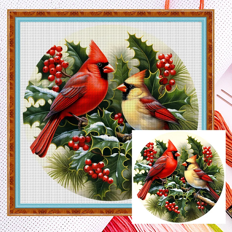 【Huacan Brand】Cardinal 11CT Counted Cross Stitch 40*40CM
