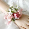 10PCS Red Pink Wedding Catering Bridal Groom Guests Corsage Boutonniere Wrist Artificial Flower Bouquets