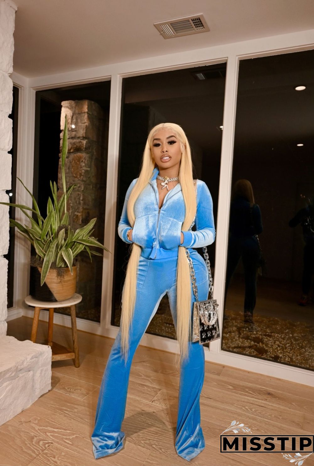 Velvet Solid Zip Jacket Crop Top Flared Pants Set