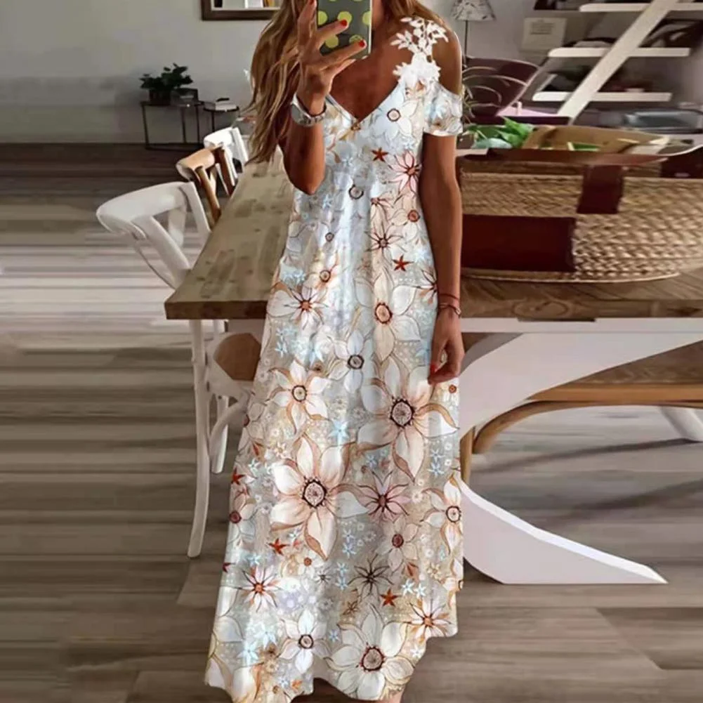 Summer Lace Spaghetti Strap Maxi Dresses