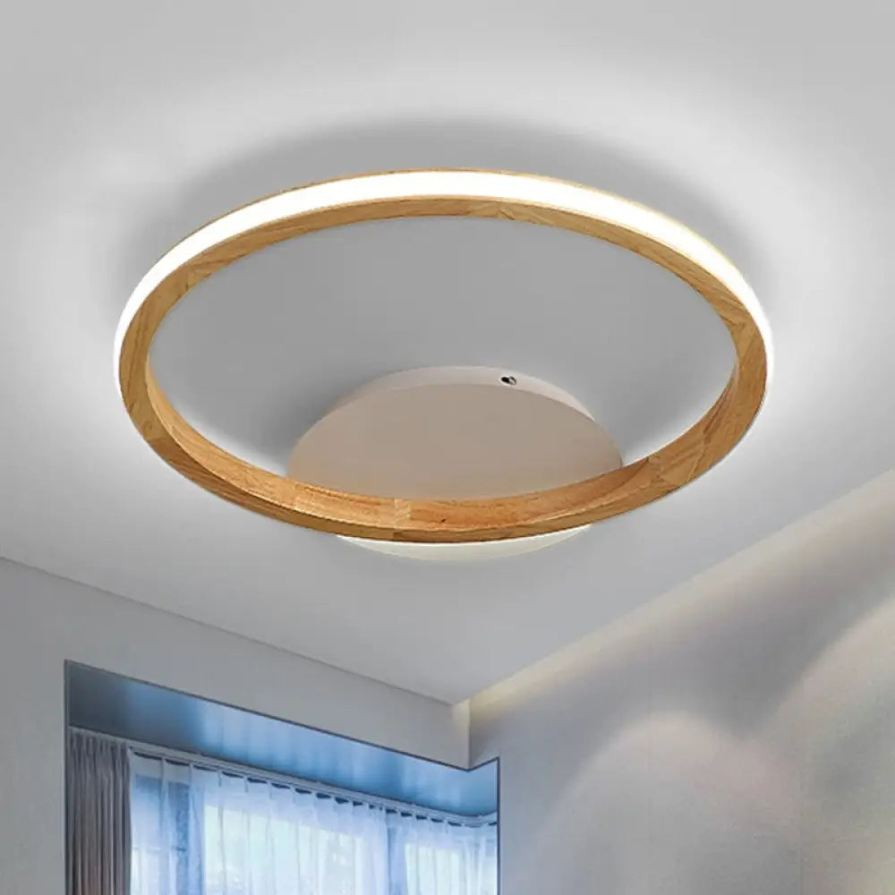 Simplicity Loop Wood Flush Led Ceiling Mount Light Fixture With Out Glow Design - 13&rsquo;/17&rsquo; Dia / 13&rsquo;
