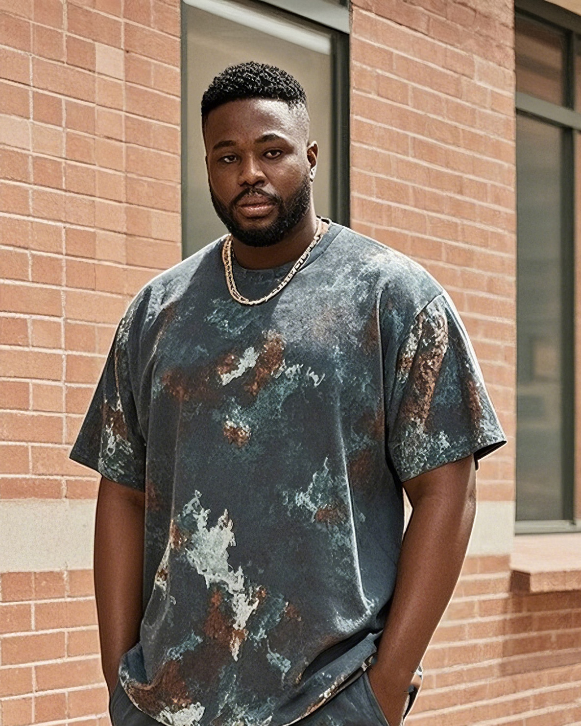 Plus Size Men's Retro Tie-dyeT Shirt Shorts Suit