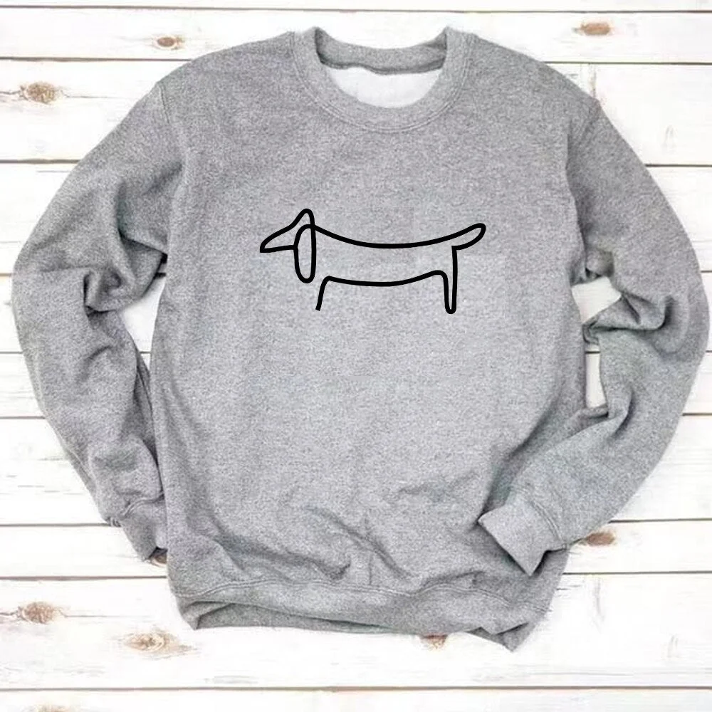 Simple Dachshund Dog Print Cotton Sweatshirts for women girl friend dogloverl Casua Sweatshirts pullovers Hipster Tumblr