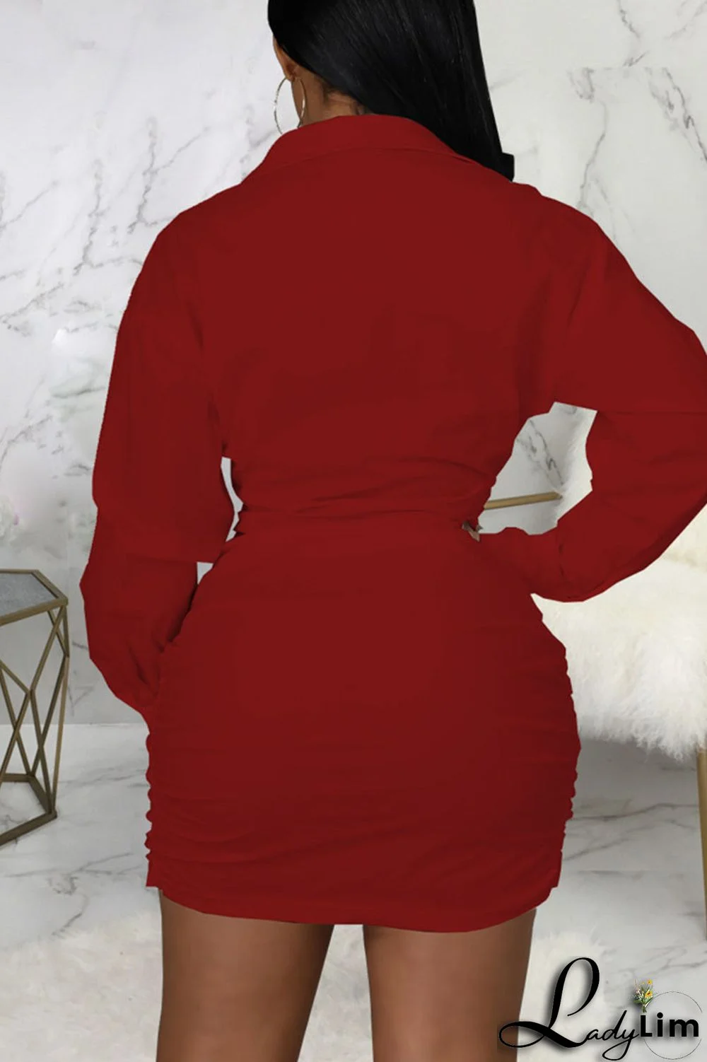 Black Casual Solid Patchwork Asymmetrical V Neck Shirt Dress Dresses(Without Belt)