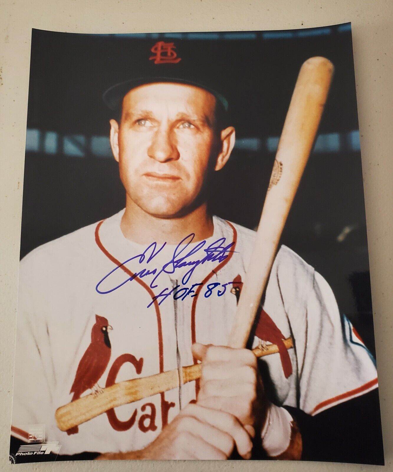 Signed 11X14 ENOS SLAUGHTER hOF 85 St. Louis Cardinals Autographed Photo Poster painting - COA