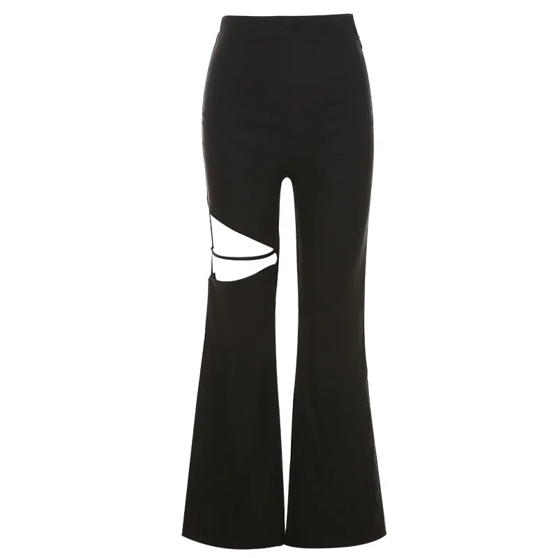 Ueong Ueong Personality Hollow Out Design Shows Temperament Slim Trousers 2023 Summer New High Waist Small Casual Pants