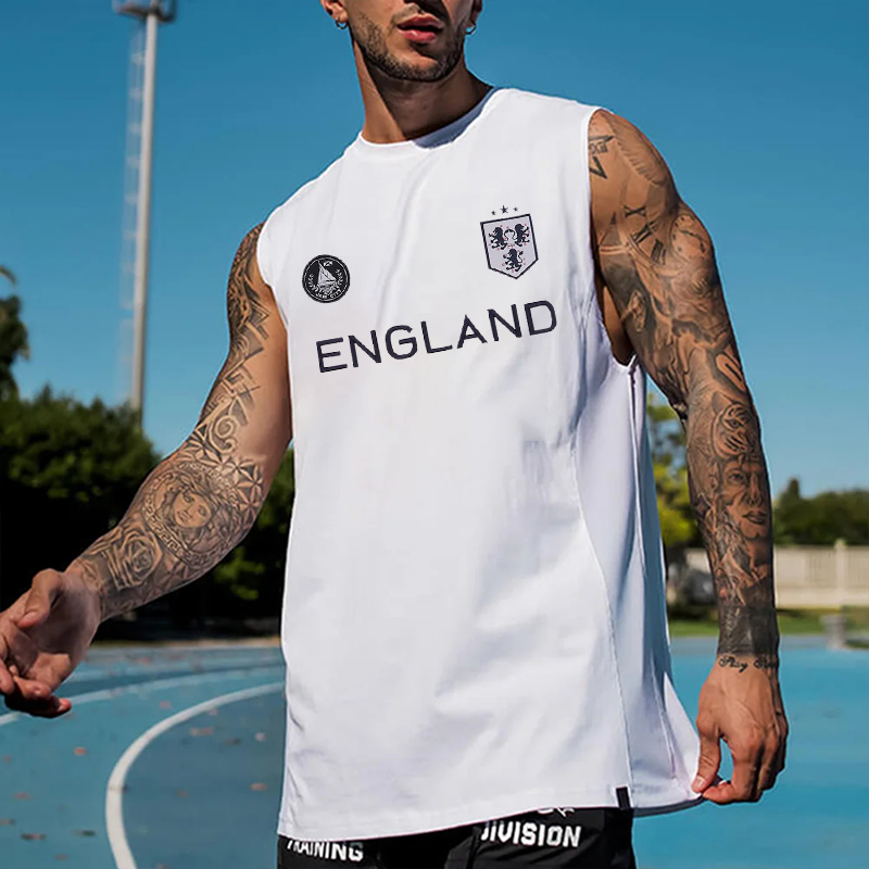 England Printed Cotton Sleeveless T-Shirt