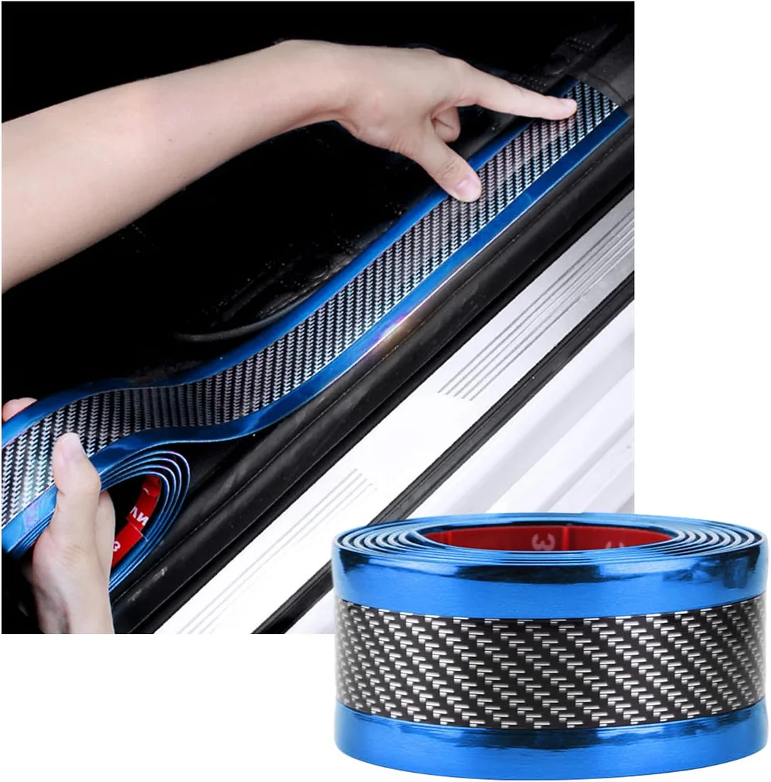Car door anti-collision and anti-scratch cover sticker, waterproof carbon fiber door sill protection tape