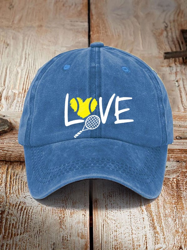 love tennis printed hat