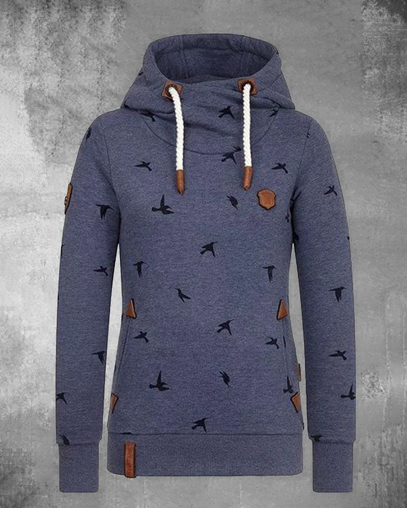 woman's casual long-sleeved hooded sweatshirt-111003