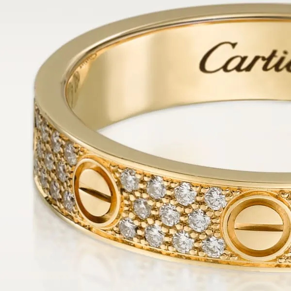 Love wedding band, diamond-paved yellow gold, diamonds