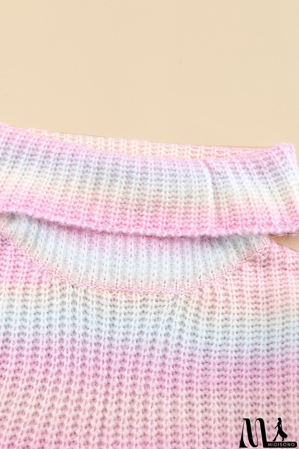 MidiSono - Cowl Neck Ombre Knit Sweater