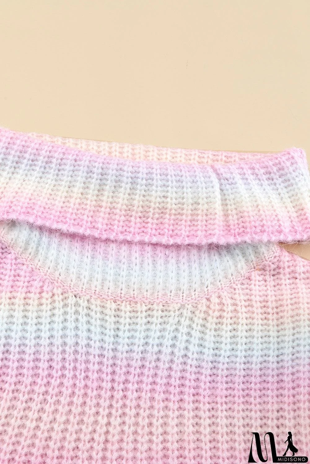 MidiSono - Cowl Neck Ombre Knit Sweater