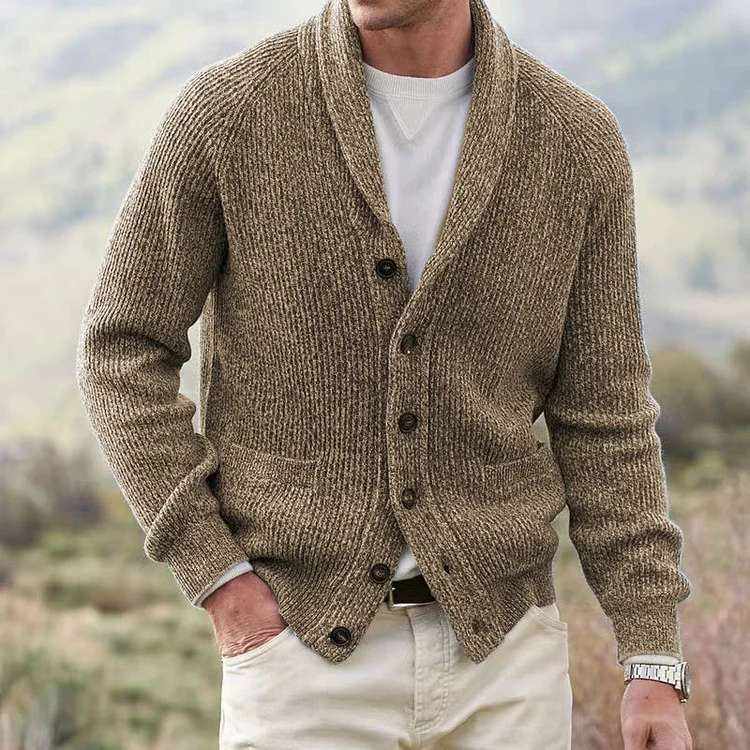 Casual Lapel Collar Single Breasted Knitted Cardigan Coat
