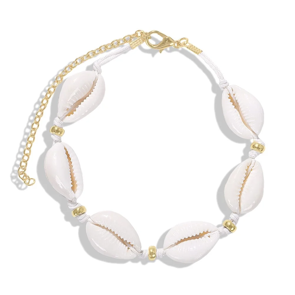 Dvacaman Bohemian Summer Handmade Shell Rope Chain Bracelet for Women Girl Beach Seashell Bracelet Jewelry Party Gifts Wholesale