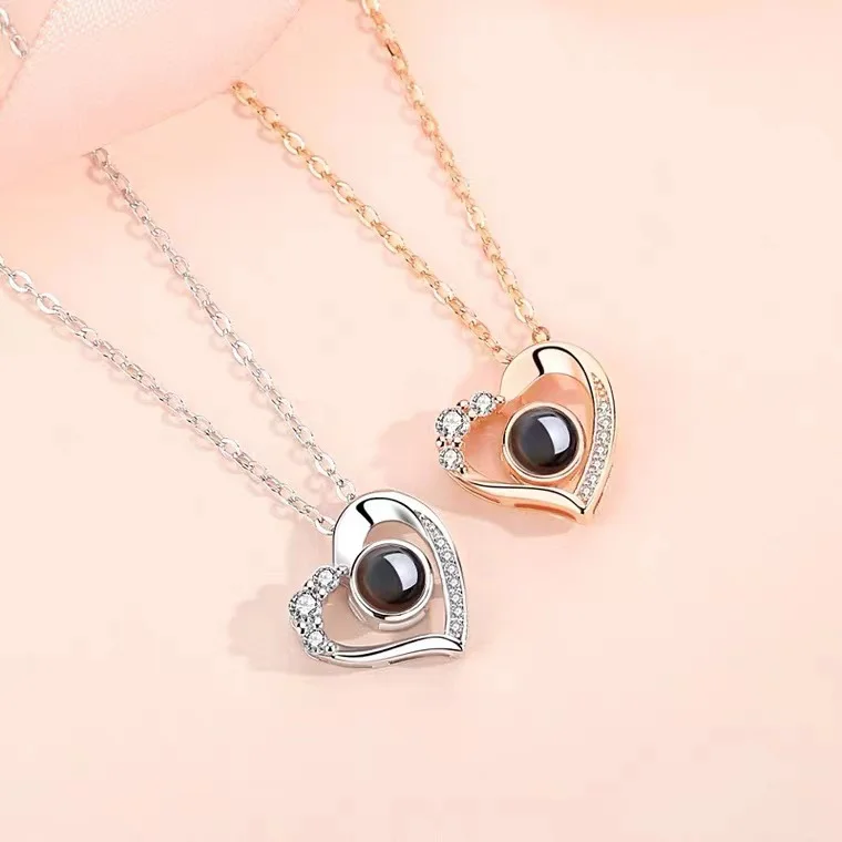 Personalized Heart Photo Necklace Love Projection Necklace -Free Shipping