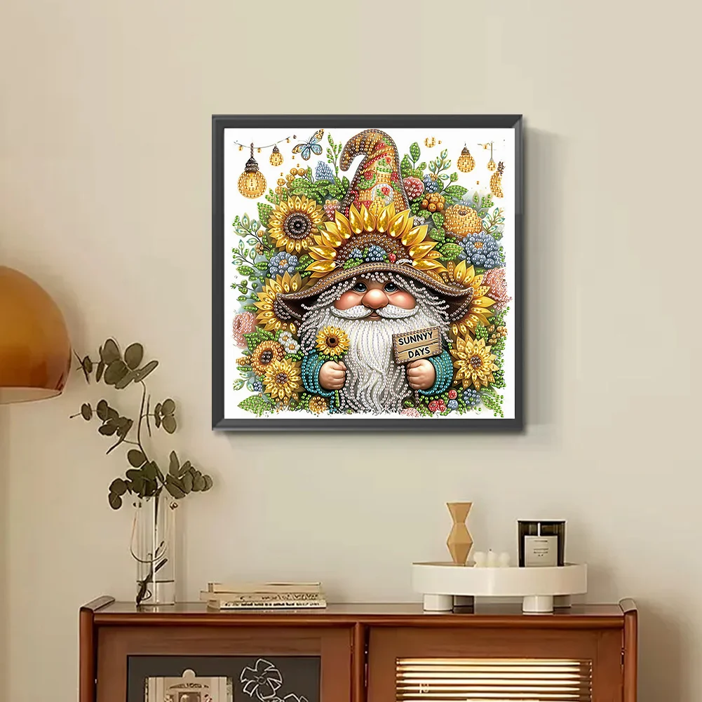 Diamond Painting - Partial Special Shaped Drill - Sunflower Gnome(Canvas|30*30cm)