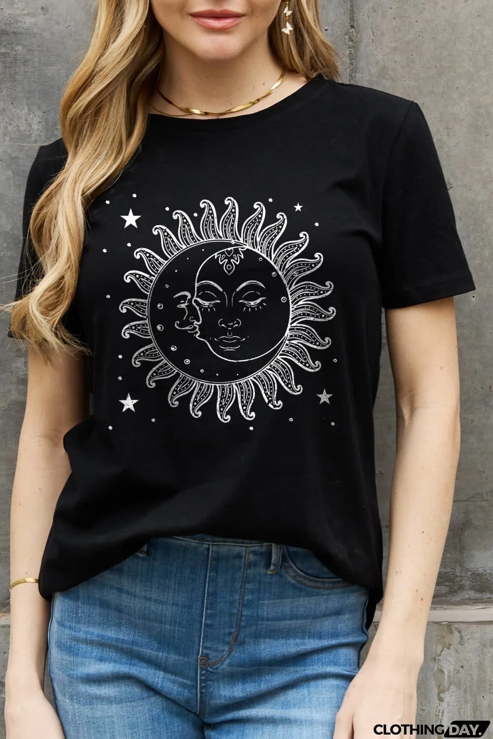 Simply Love Sun and Star Graphic Cotton Tee