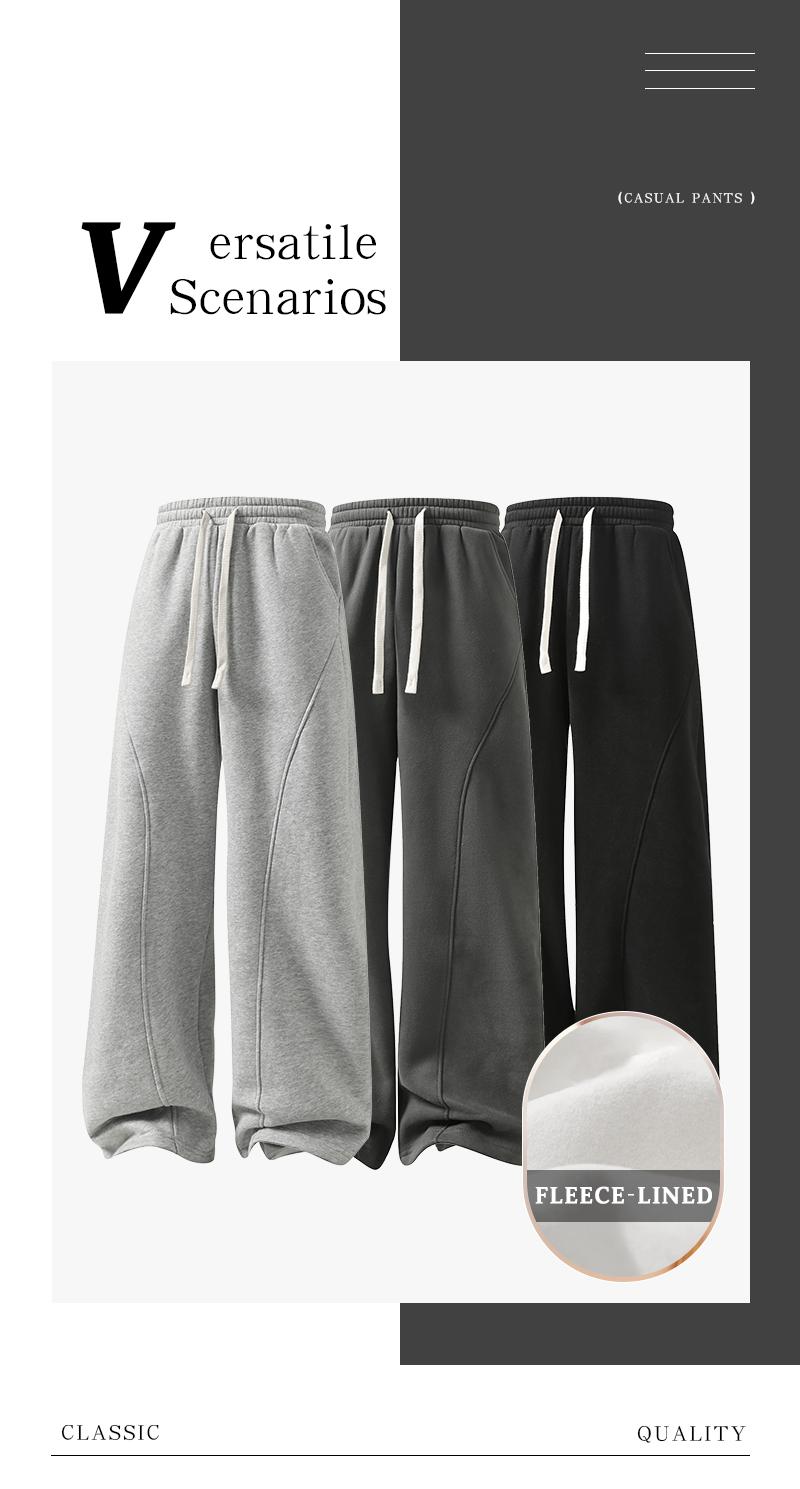 Men's Fleece Thermal Lined Sweatpants  Oversize Drawstring Waist Casual Loose Pants for Fall Winter School Season Daily Wear Stylish Menswear