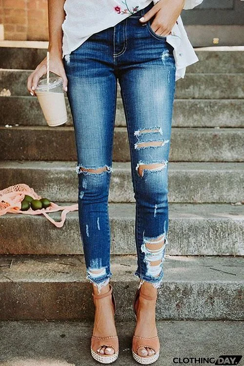 Ripped High Waist Skinny Jeans