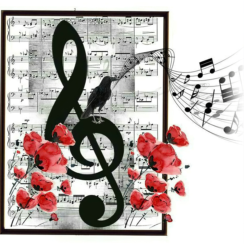 Music Notes 35*35cm(canvas) full round drill diamond painting