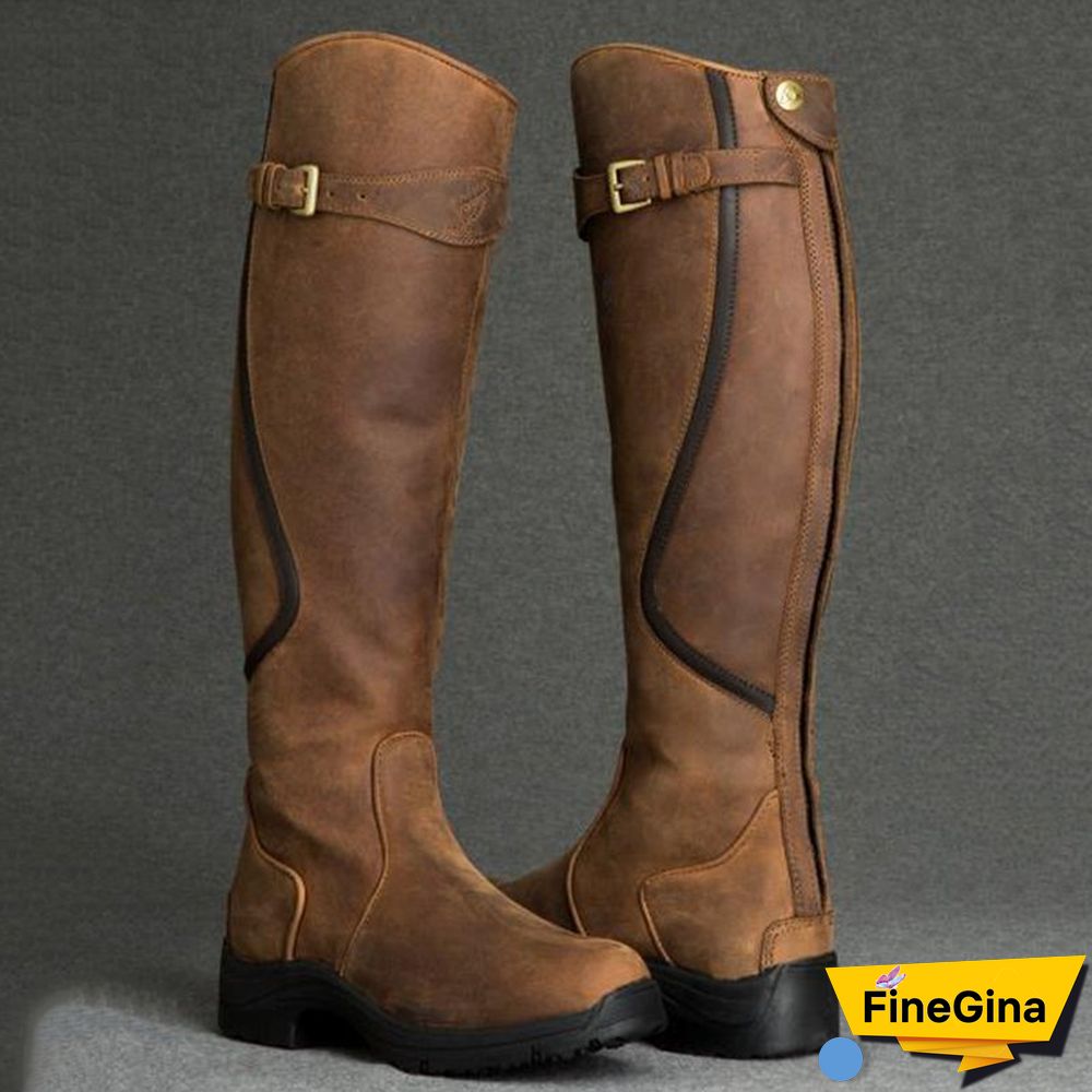 Women Leather Low Heel Daily Boots