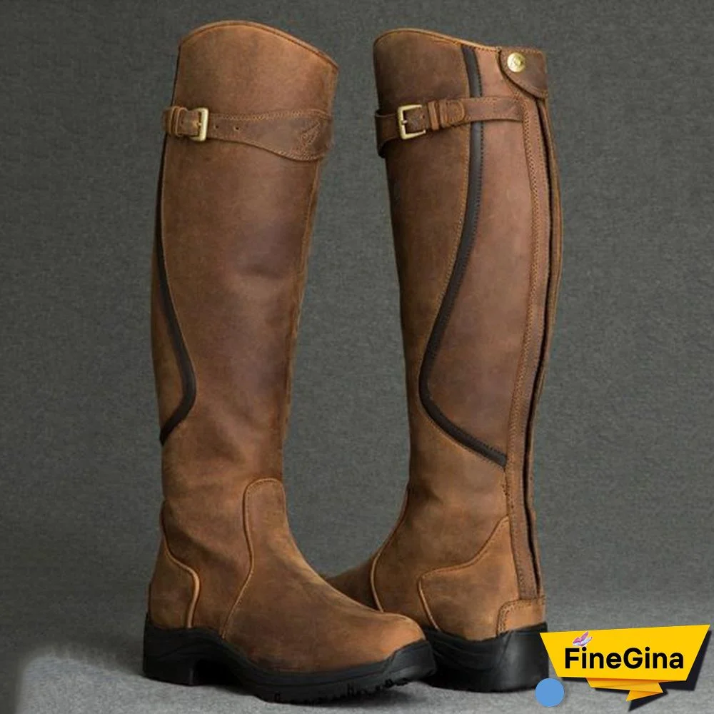 Women Leather Low Heel Daily Boots