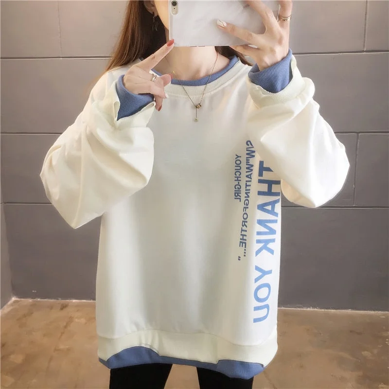 Hoodie women letter print thin Sweatshirts Harajuku Streetwear Casual Long Sleeve Oversized Fashion Korean Girls gothic hoodies